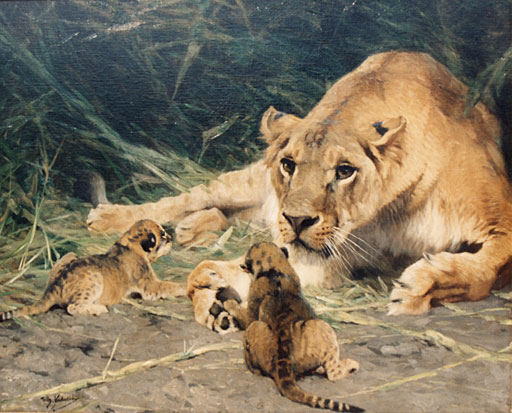 L�win mit ihren Jungen