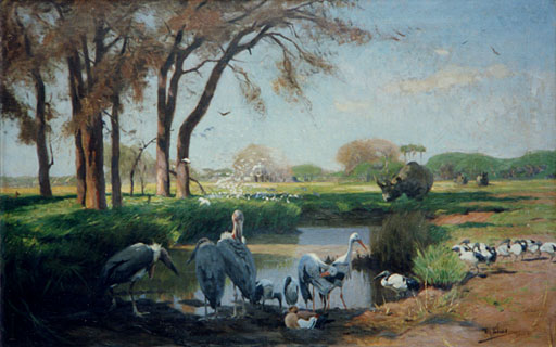 Morgen am afrikanischen Wildt�mpel. (Das Paradies) 